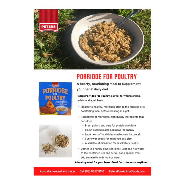 Peters Porridge for Poultry 100g - Woonona Petfoods