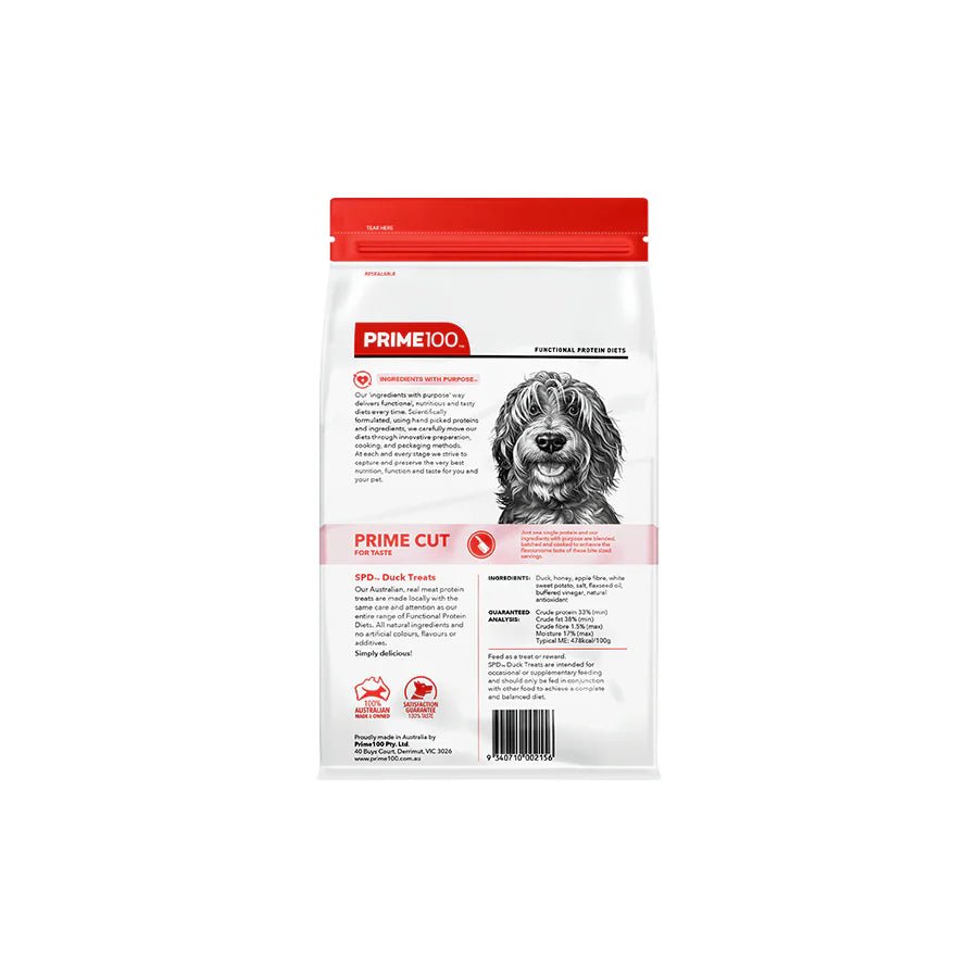 Prime SPD Duck Treats for Dogs 100g - Woonona Petfoods