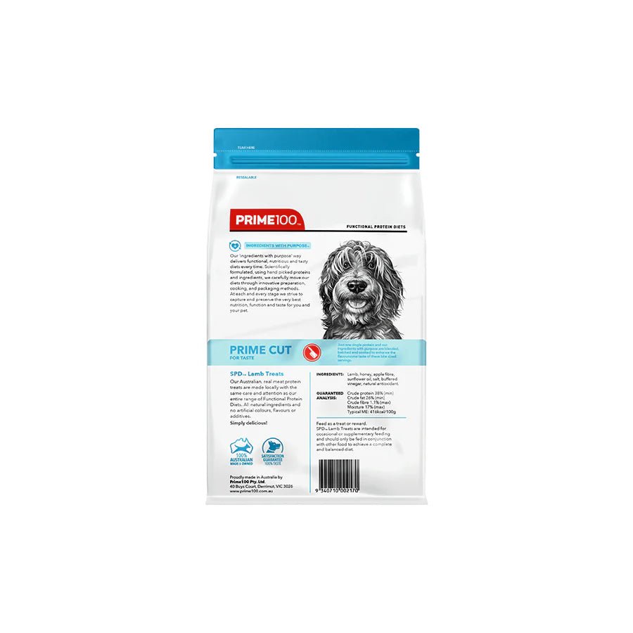 Prime SPD Lamb Treats for Dogs 100g - Woonona Petfoods