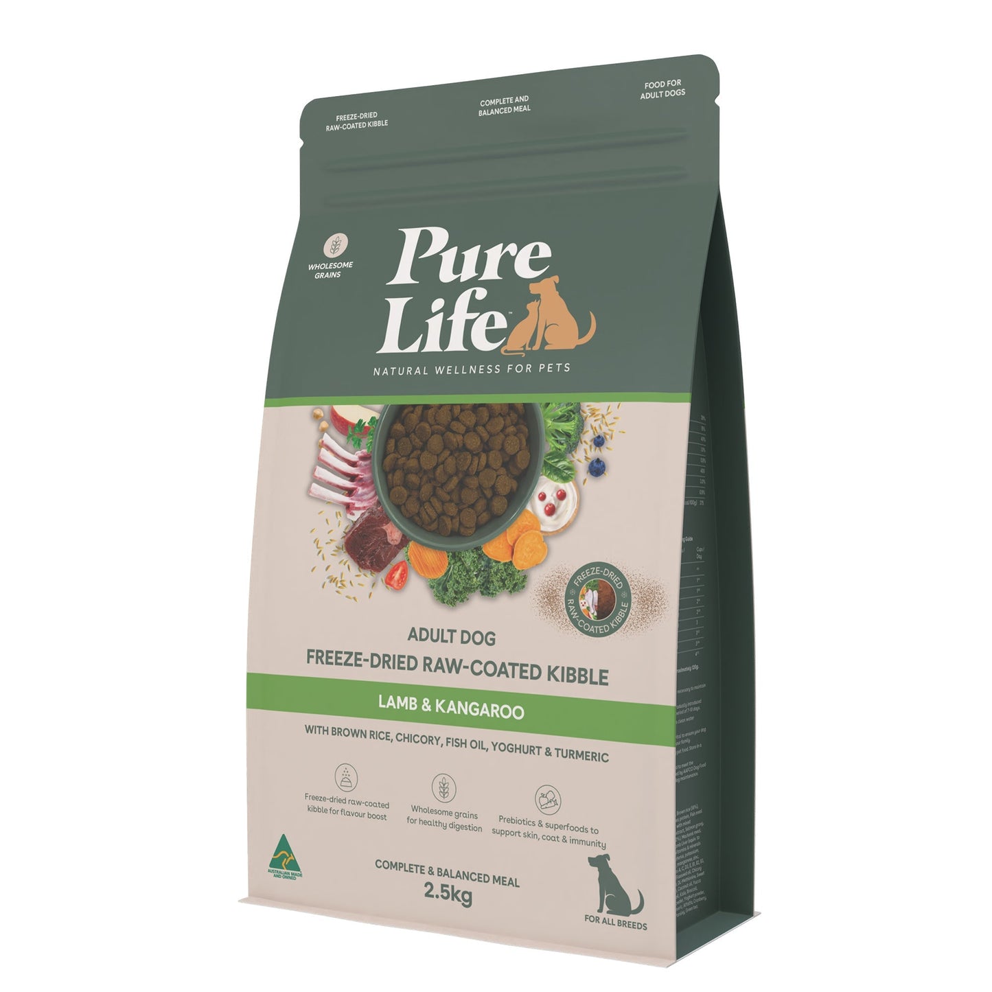 Pure Life Freeze Dried Raw Coated Adult Dog Food Lamb & Kangaroo - Woonona Petfoods