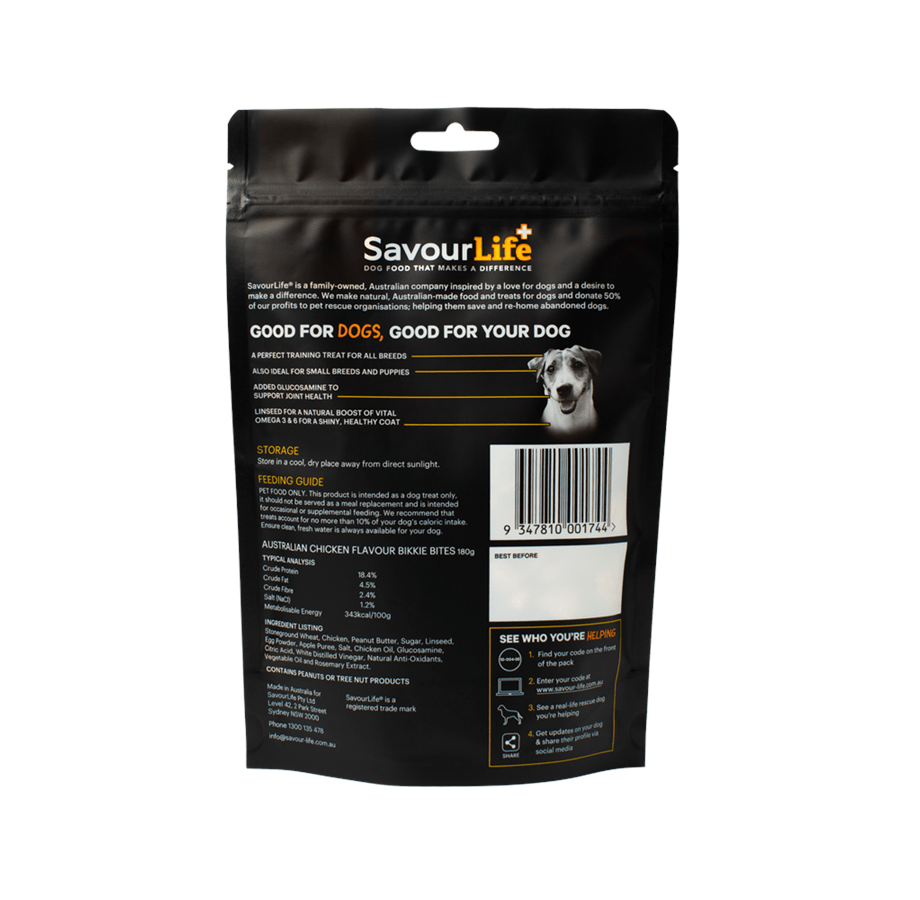 Savourlife BikkieBites Chicken Flavour 180g - Woonona Petfoods