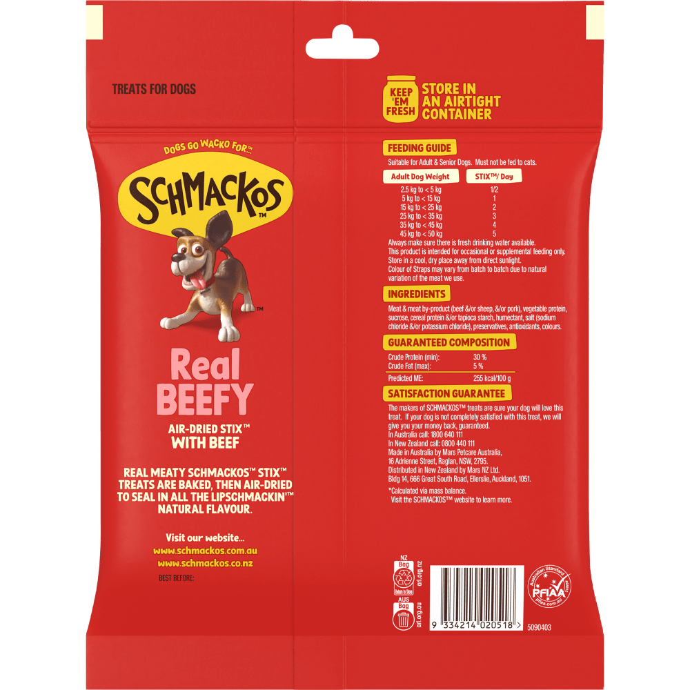 Schmackos Stix 500g Beef - Woonona Petfoods