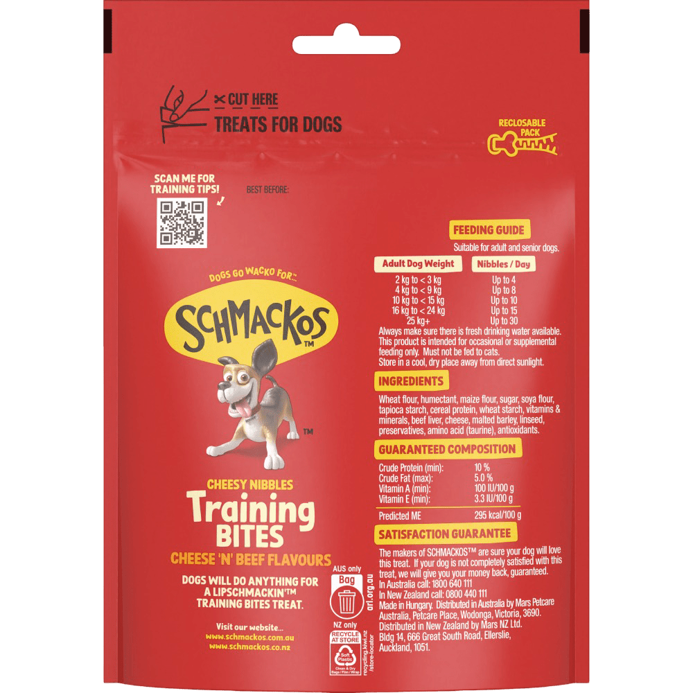 Schmackos Tasty Bites Chewy Slices Beef 155g - Woonona Petfoods