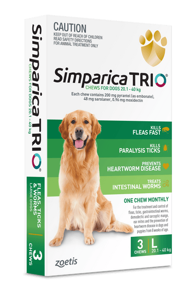 Simparica Trio 20.1kg - 40kg Dog Flea, Tick & Worm Chew