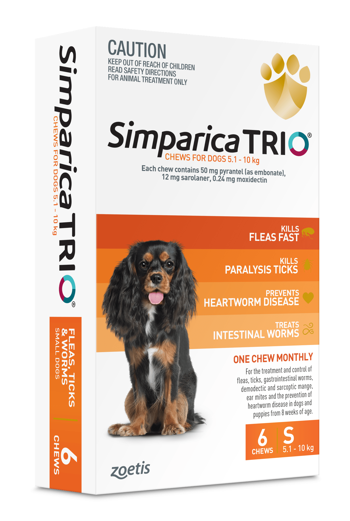 Simparica Trio 5.1kg - 10kg Dog Flea, Tick & Worm Chew - Woonona Petfoods