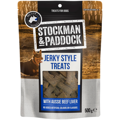 Stockmans & Paddock Jerky Style Treats Aussie Beef Liver 500g