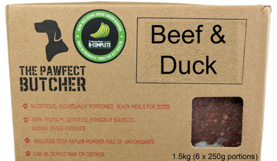 The Pawfect Butcher Beef and Duck Raw Blend 6 x 250g