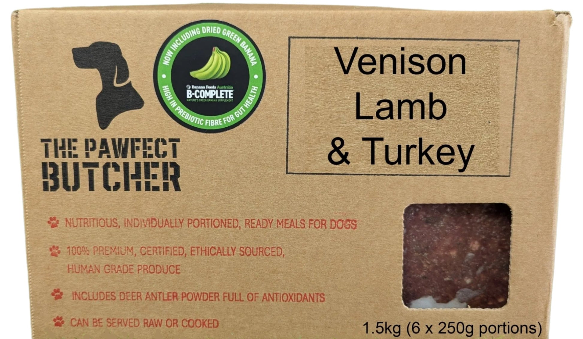 The Pawfect Butcher Venison, Lamb and Turkey Raw Blend 6 x 250g - Woonona Petfoods