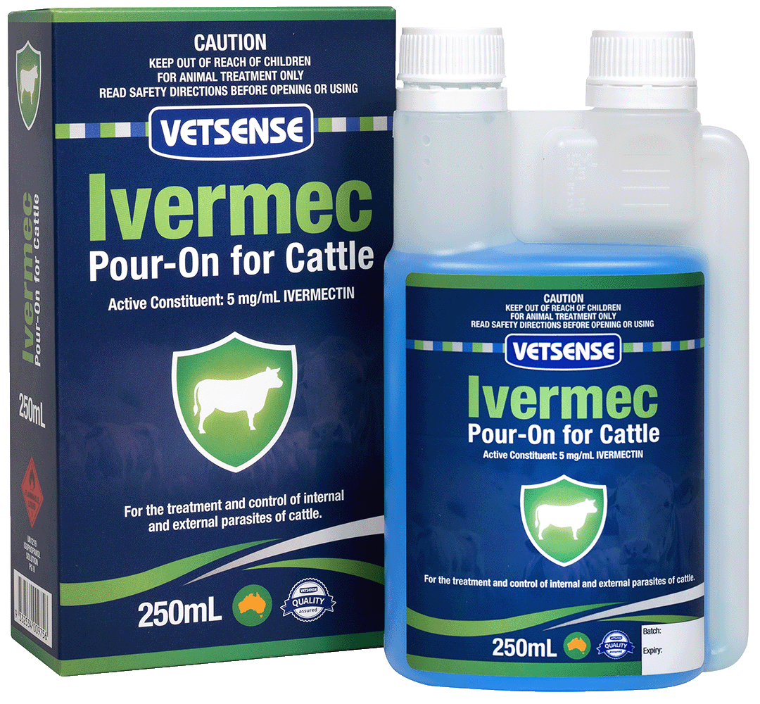 Vetsense Ivermec Pour on for Cattle 250ml - Woonona Petfoods
