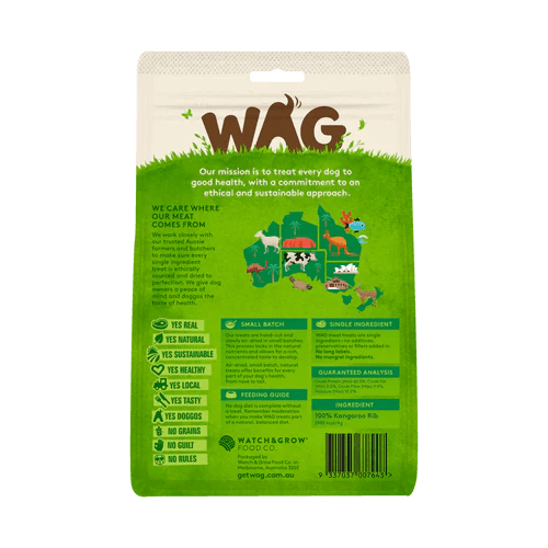WAG Kangaroo Ribs 200g - Woonona Petfood & Produce