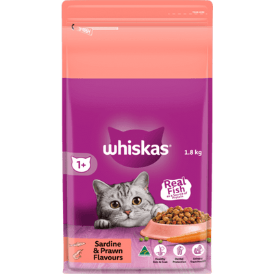 Whiskas Dry Cat Food Adult Sardine & Prawn 1.8kg