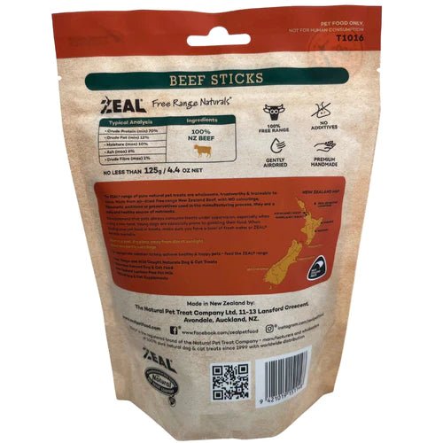 Zeal Air Dried Beef Sticks 125g - Woonona Petfood & Produce