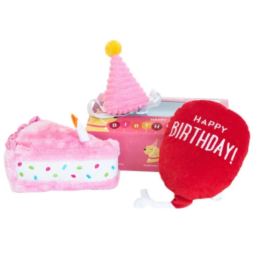 Zippy Paws Birthday Box Plush Squeaker Dog Toy 3 Pack - Woonona Petfoods