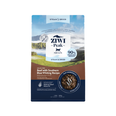 Ziwi Peak Steam Dried Cat Food Beef with Southern Blue Whiting