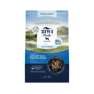Ziwi Peak Steam Dried Dog Food Lamb and Green Vegetables