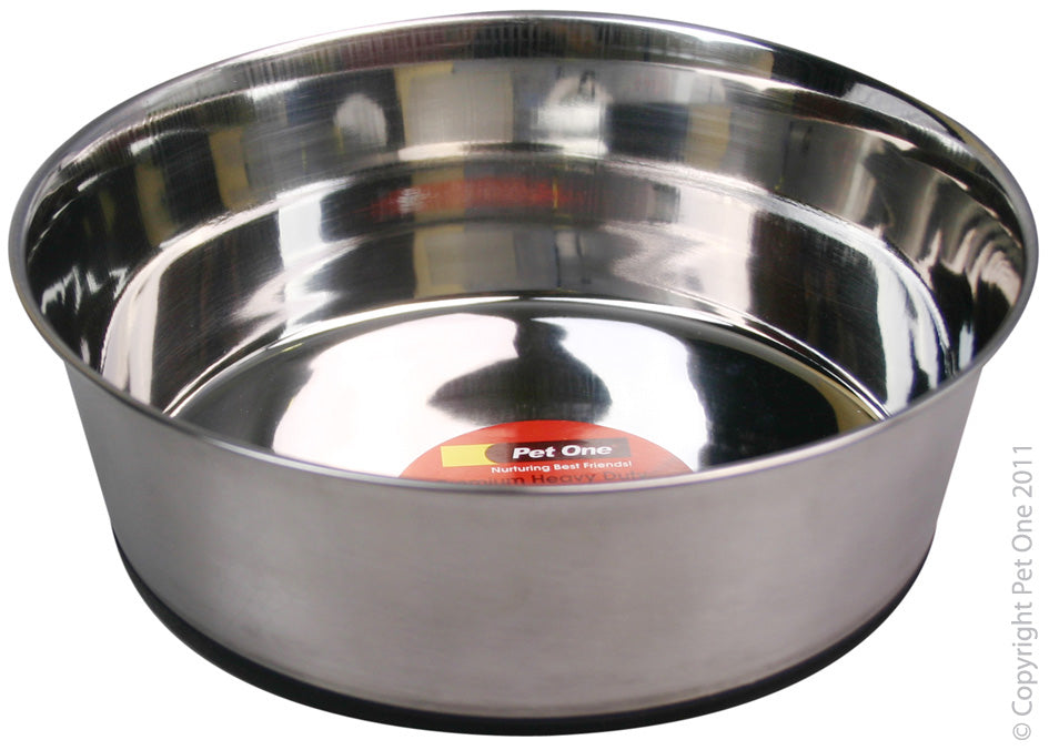 Pet One Dog Bowl Premium Heavy Duty Anti Skid Stainless Steel