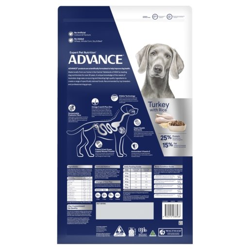 Advance Dry Dog Food Adult Large Breed 15kg Turkey - Woonona Petfood & Produce