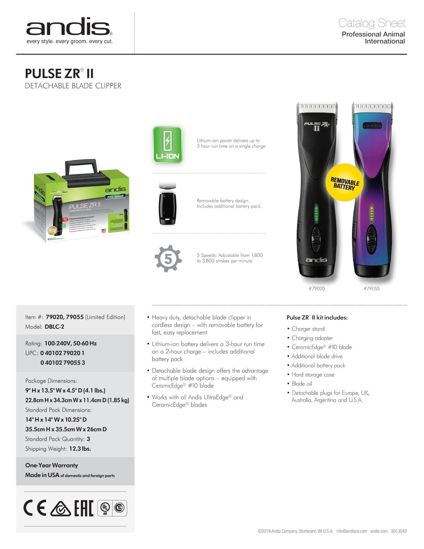 Andis Cordless Dog Clipper Pulse ZR11 Black - Woonona Petfood & Produce