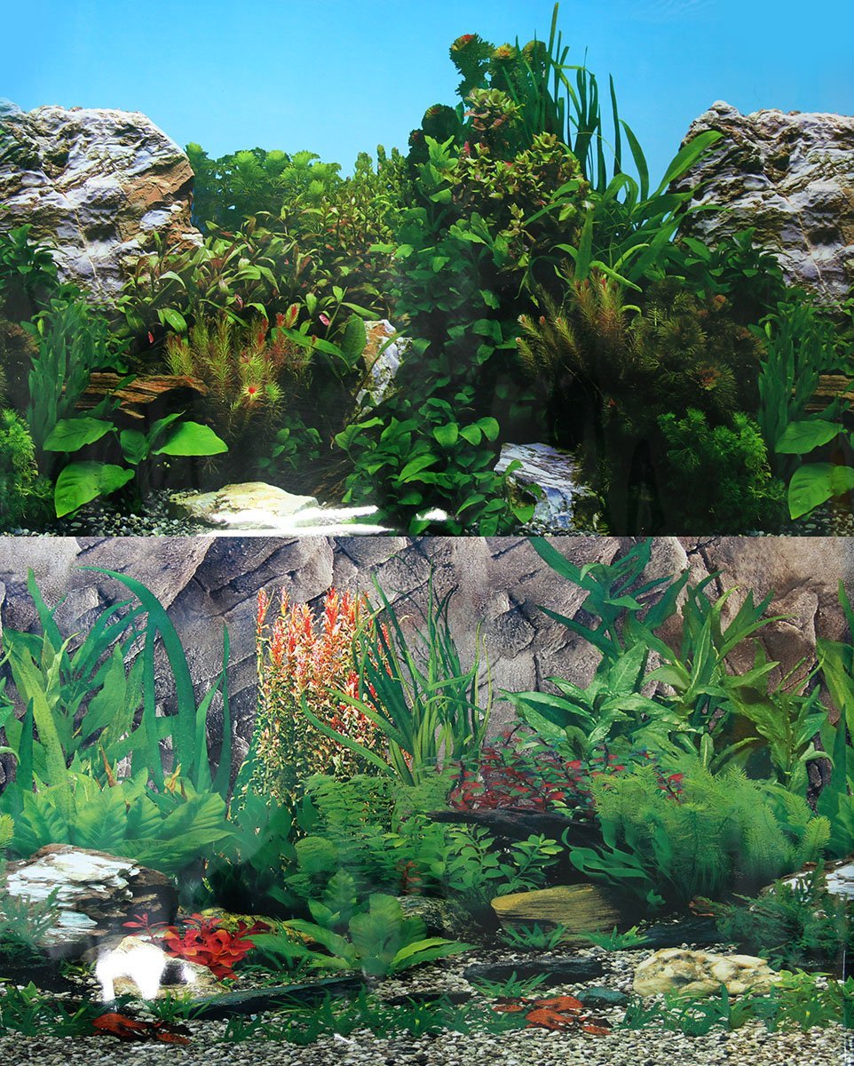 Aqua One Background 30.5x60cm White Stone Rock Plant 4 - Woonona Petfood & Produce