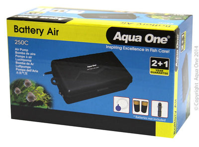 Aqua One Battery Air 250C Air Pump Portable 150LH W Cigarette Lighter + USB Cable - Woonona Petfood & Produce