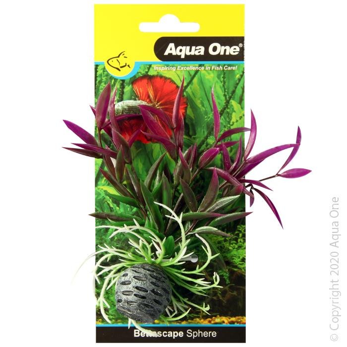 Aqua One Bettascape Narrowleaf Ludwigia on Sphere Purple - Woonona Petfood & Produce