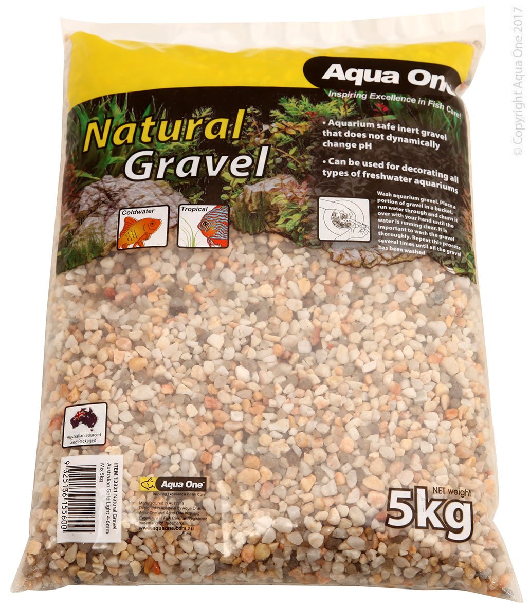 Aqua One Natural Gravel Australian Gold Light 4-6mm Mix - Woonona Petfood & Produce