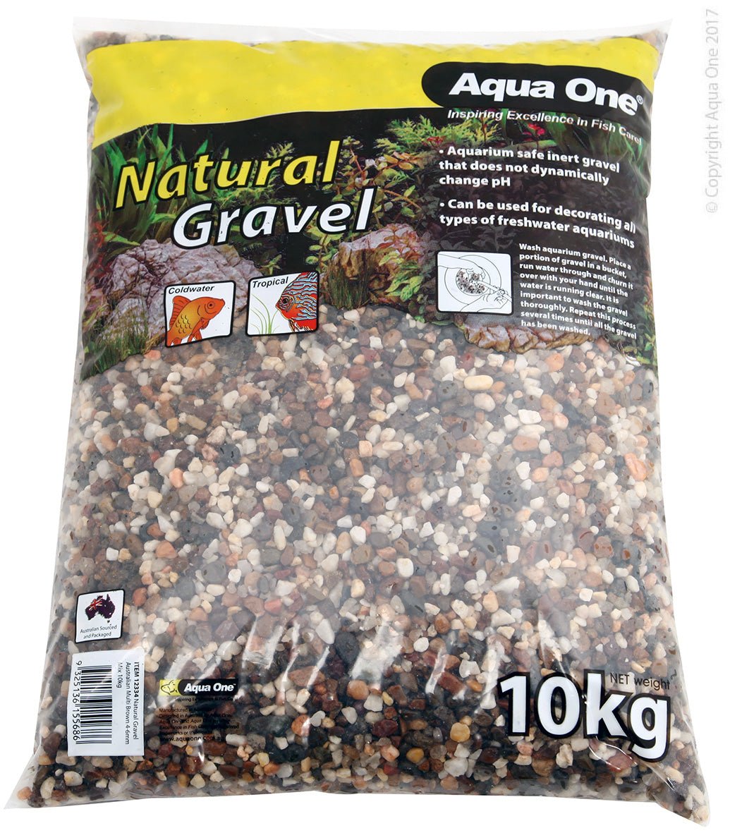 Aqua One Natural Gravel Australian Multi Brown 4-6mm Mix 1 - Woonona Petfood & Produce