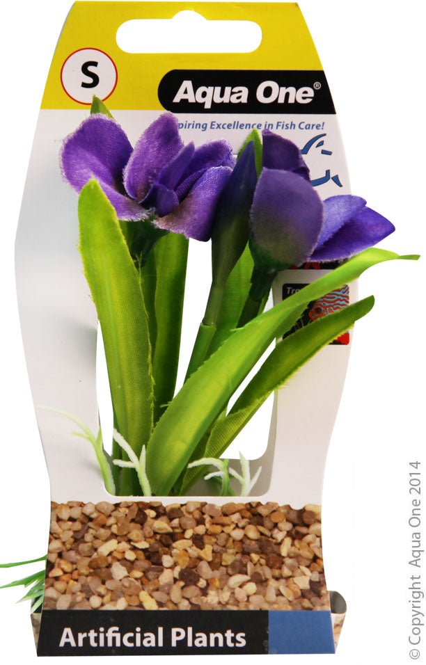 Aqua One Plastic Plant Violet With Log Base Small - Woonona Petfood & Produce