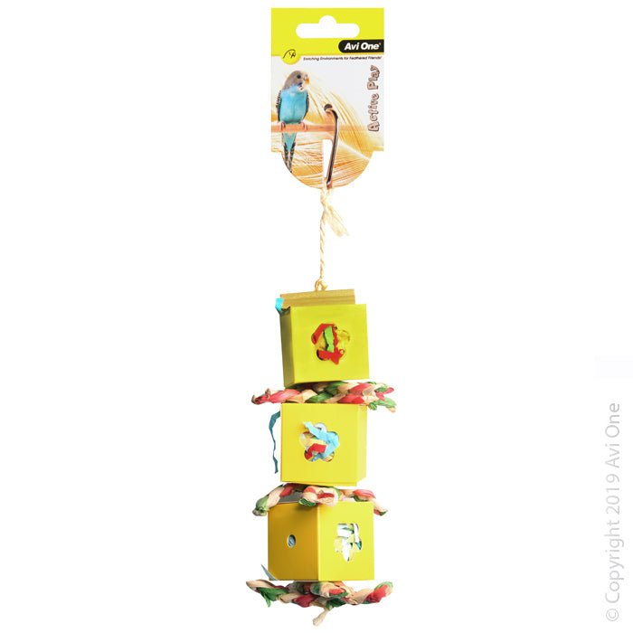 Avi One Bird Toy Boxes with Paper and Wooden Beads 37cm - Woonona Petfood & Produce