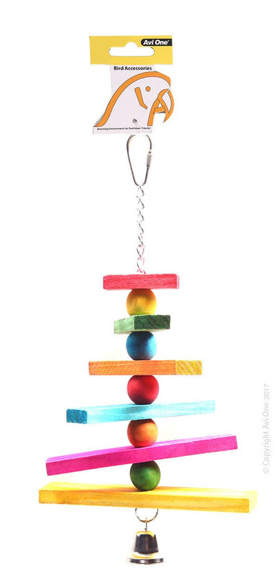 Avi One Bird Toy Coloured Block Chain And Bell 28cm