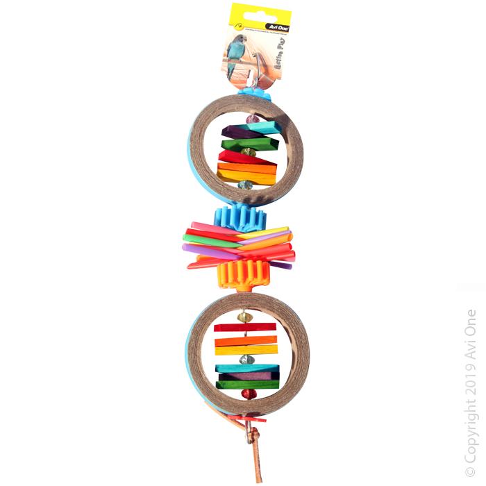 Avi One Bird Toy Paper Rings with Wooden Blocks - Woonona Petfood & Produce