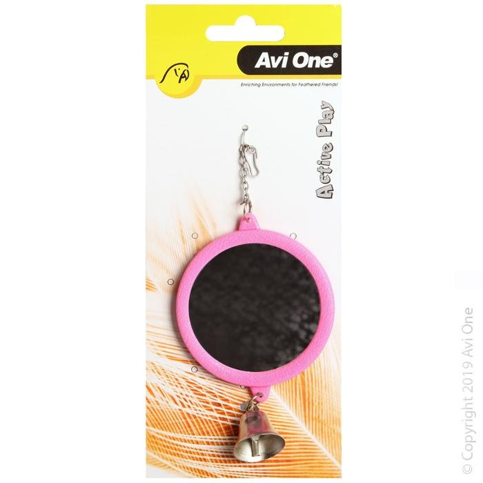 Avi One Bird Toy Round Mirror With Bell - Woonona Petfood & Produce