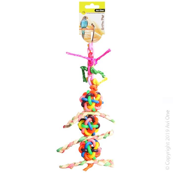 Avi One Bird Toy TPR Balls with Bells & Corrugated Board 26cm - Woonona Petfood & Produce