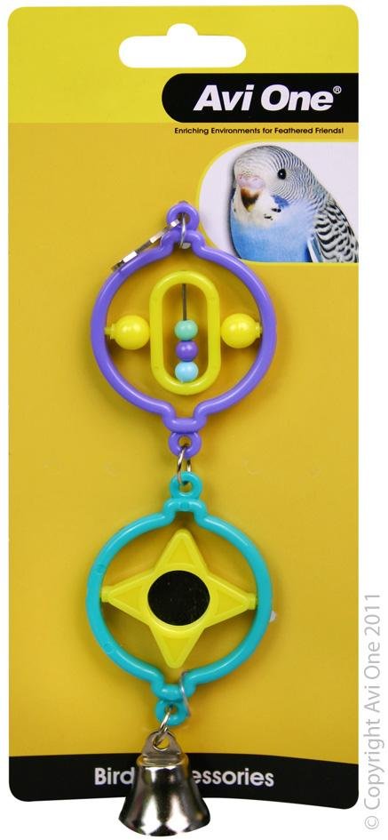 Avi One Bird Toy Twin Rings Bead/Star/Mirror - Woonona Petfood & Produce