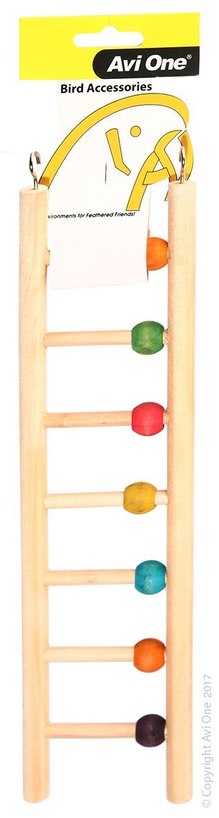 Avi One Bird Toy Wooden Ladder with Beads - Woonona Petfood & Produce