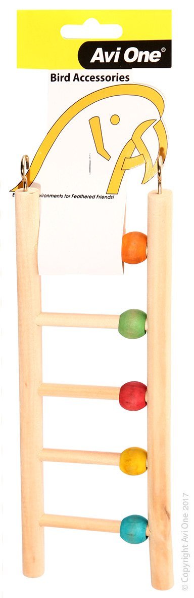 Avi One Bird Toy Wooden Ladder with Beads