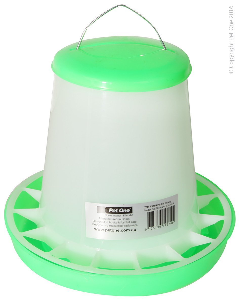 Avi One Poultry Feeder 2kg Green & White - Woonona Petfood & Produce