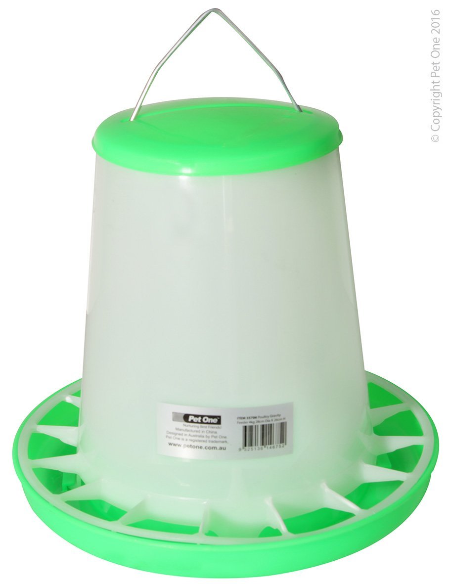 Avi One Poultry Feeder Green & White - Woonona Petfood & Produce