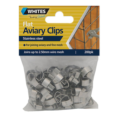Aviary Clips Flat 200 Pack Whites