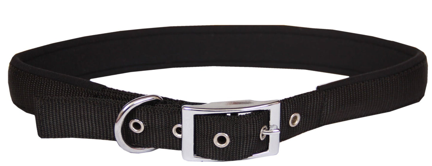 Beau Pets Collar Nylon/Neoprene Black 25mm x 70cm - Woonona Petfood & Produce