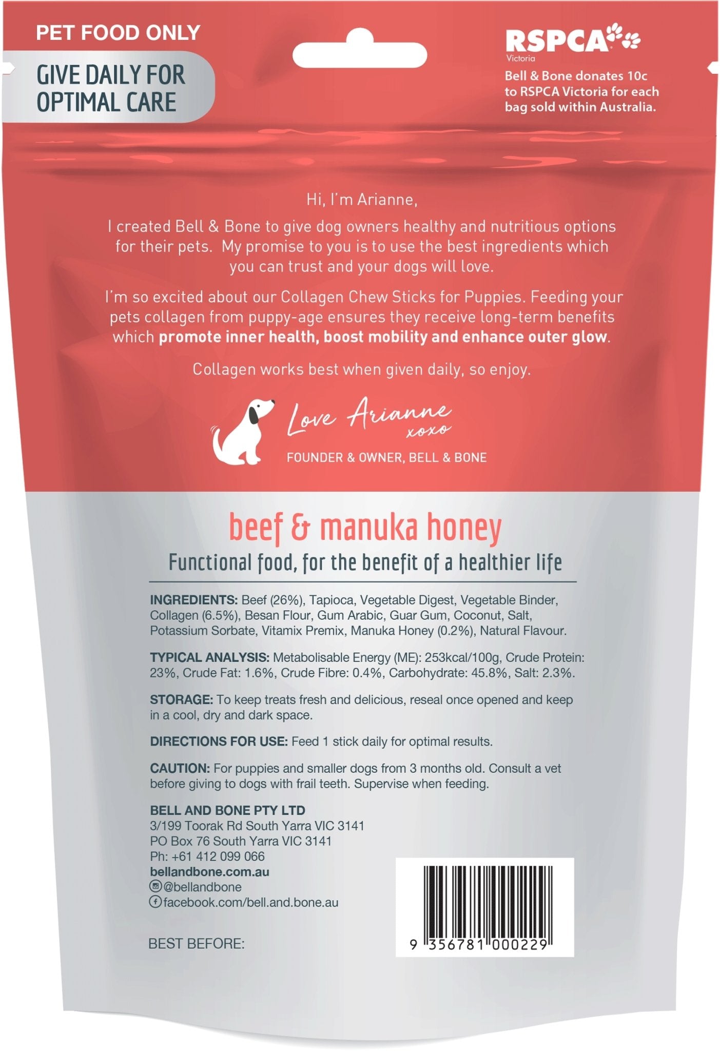 Bell & Bone - Collagen Chew Sticks for Puppies and Small Dogs - Beef - Woonona Petfood & Produce
