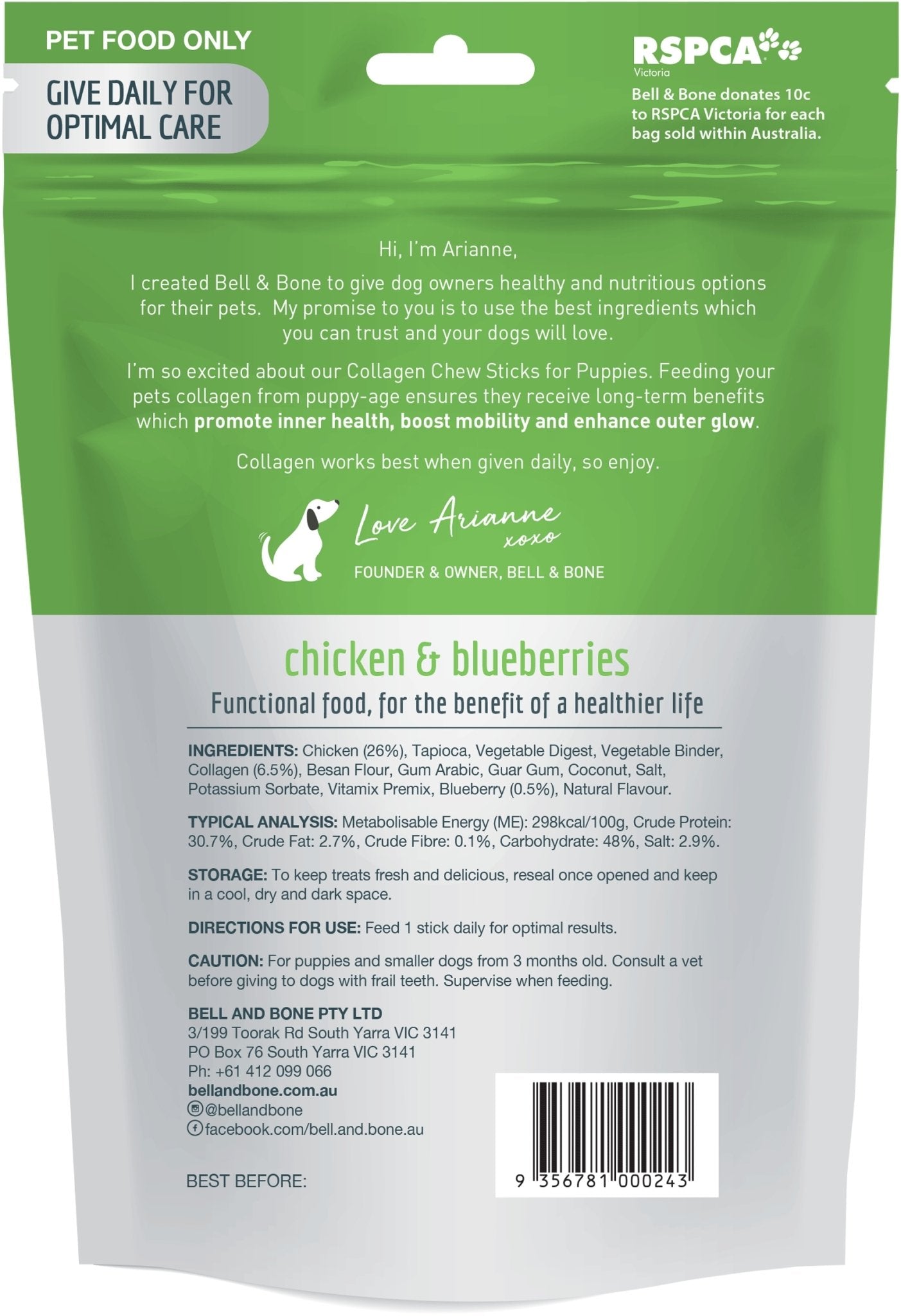 Bell & Bone - Collagen Chew Sticks for Puppies and Small Dogs - Chicken - Woonona Petfood & Produce