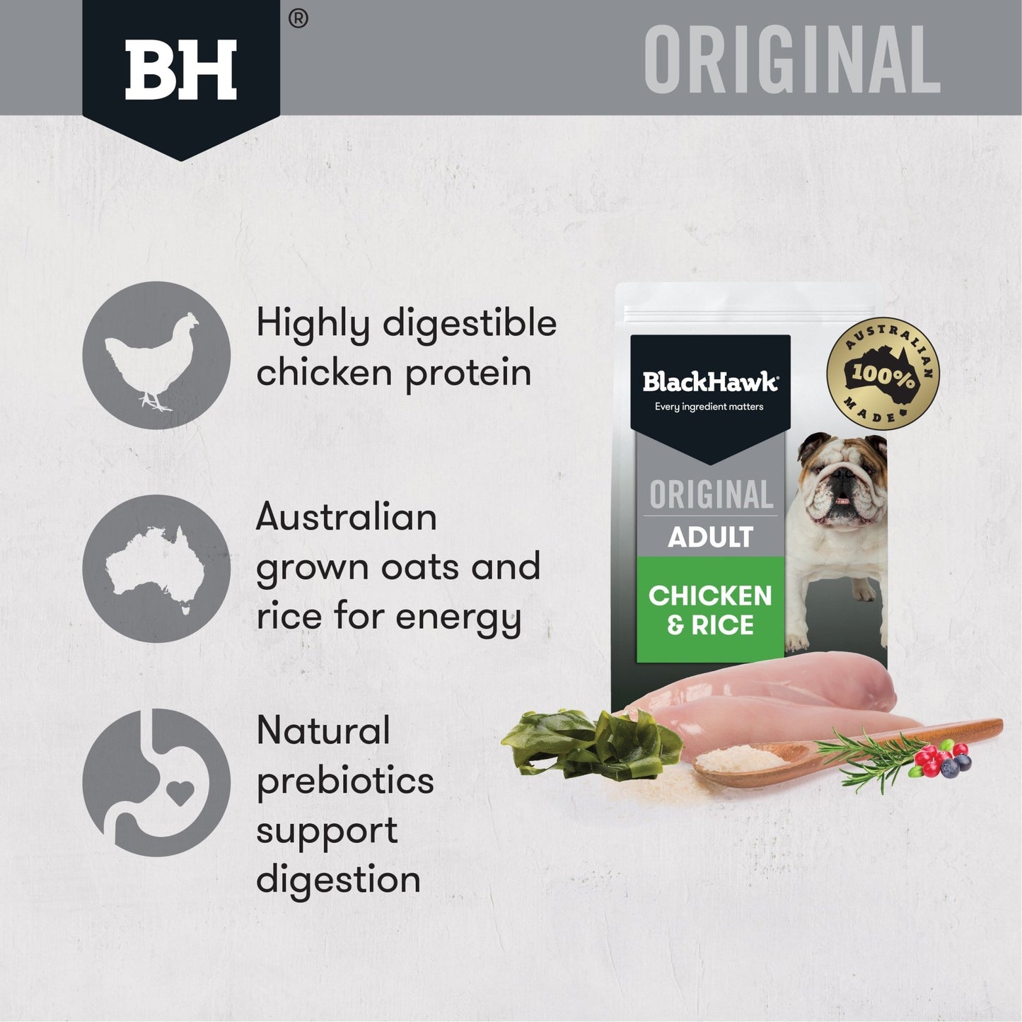 Black Hawk Dry Dog Food Adult Chicken & Rice - Woonona Petfood & Produce