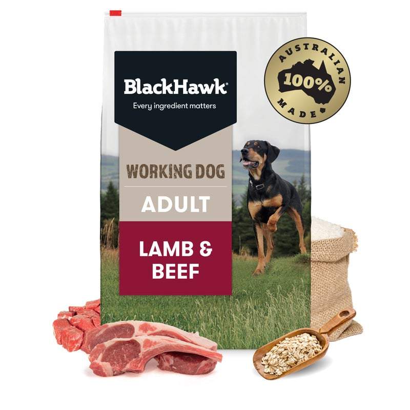 Black Hawk Dry Dog Food Adult Working Dry Dog Food Beef Lamb 20kg Woonona Petfood Produce