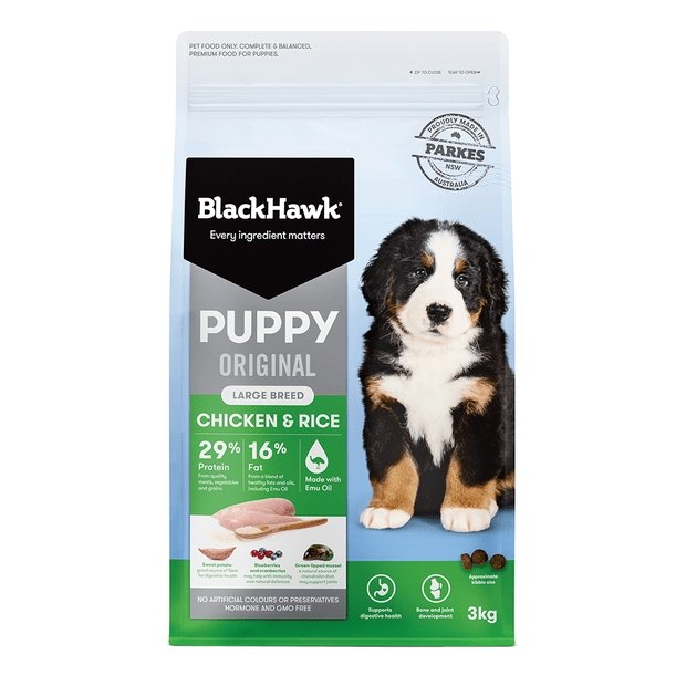 Black Hawk Dry Dog Food Puppy Large Breed Chicken & Rice 3kg - Woonona Petfood & Produce