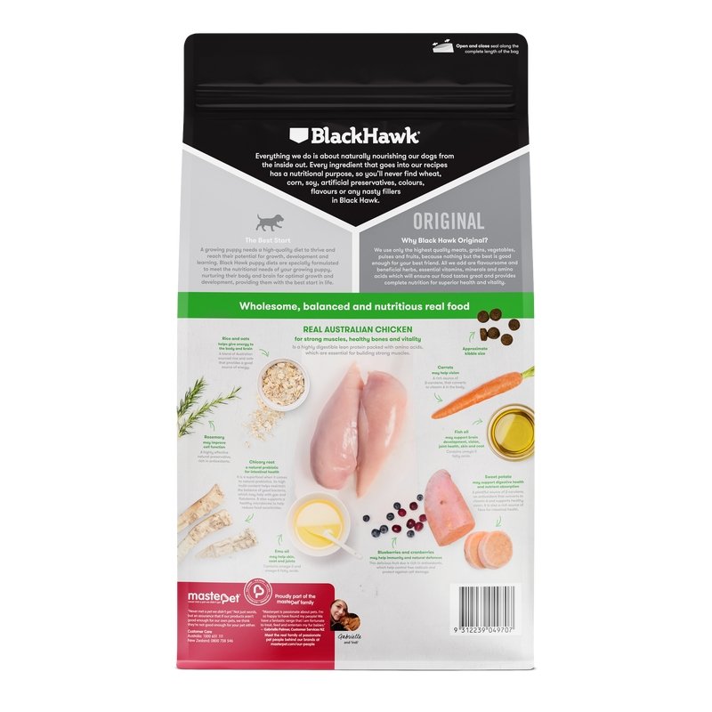 Black Hawk Dry Dog Food Puppy Small Breed Chicken and Rice - Woonona Petfood & Produce