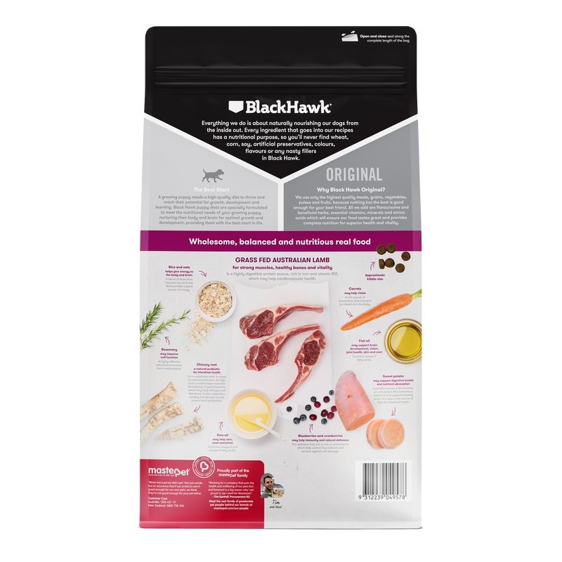 Black Hawk Dry Dog Food Puppy Small Breed Lamb and Rice - Woonona Petfood & Produce