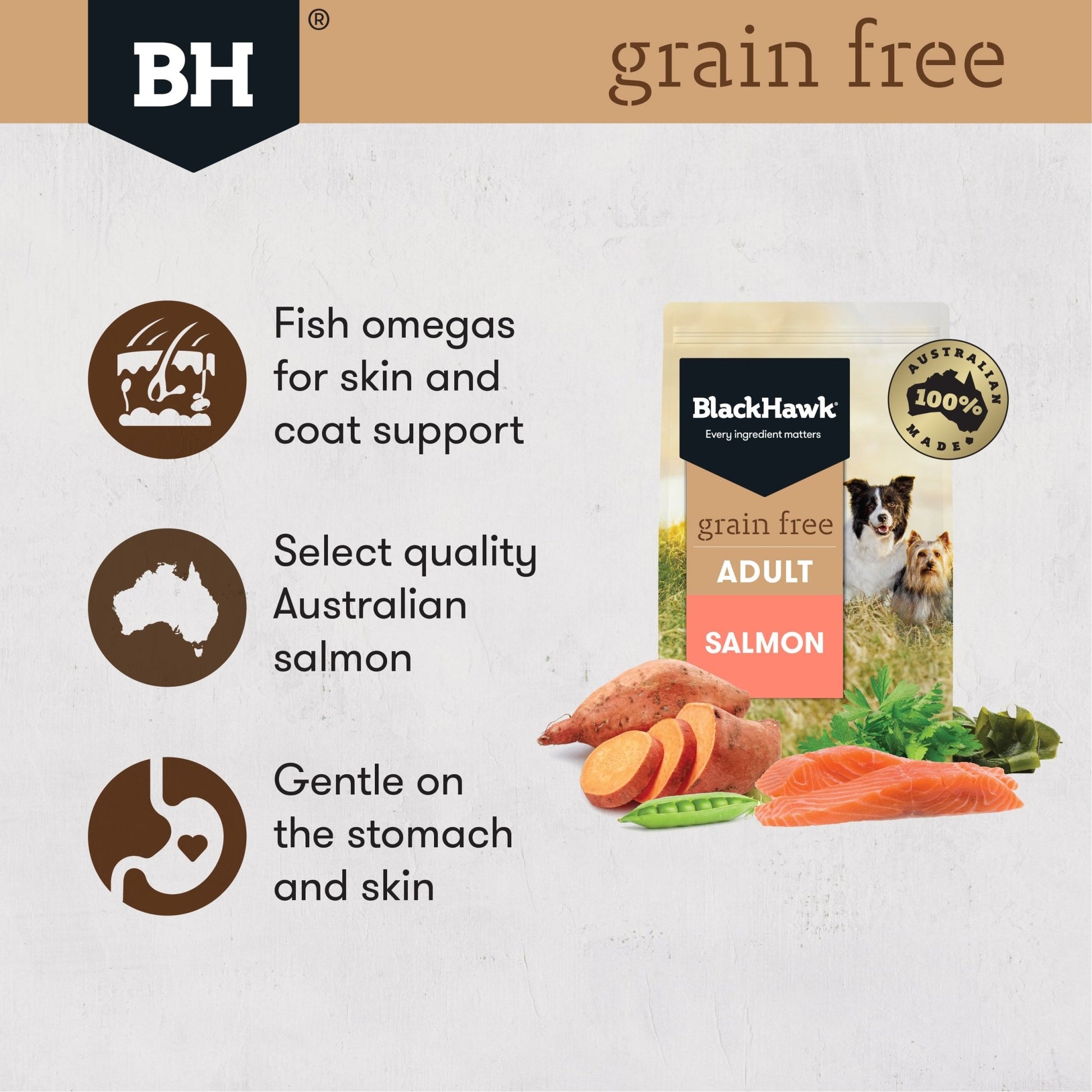 Black Hawk Grain Free Dry Dog Food Salmon - Woonona Petfood & Produce