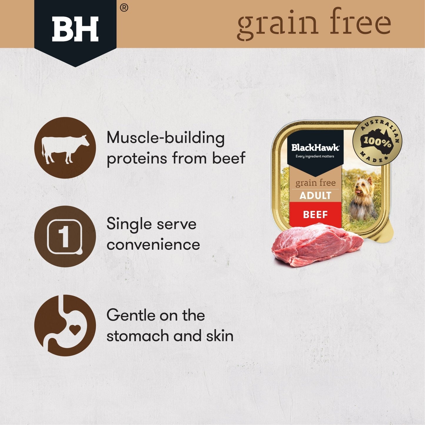 Black Hawk Grain Free Wet Dog Food 100g Beef - Woonona Petfood & Produce