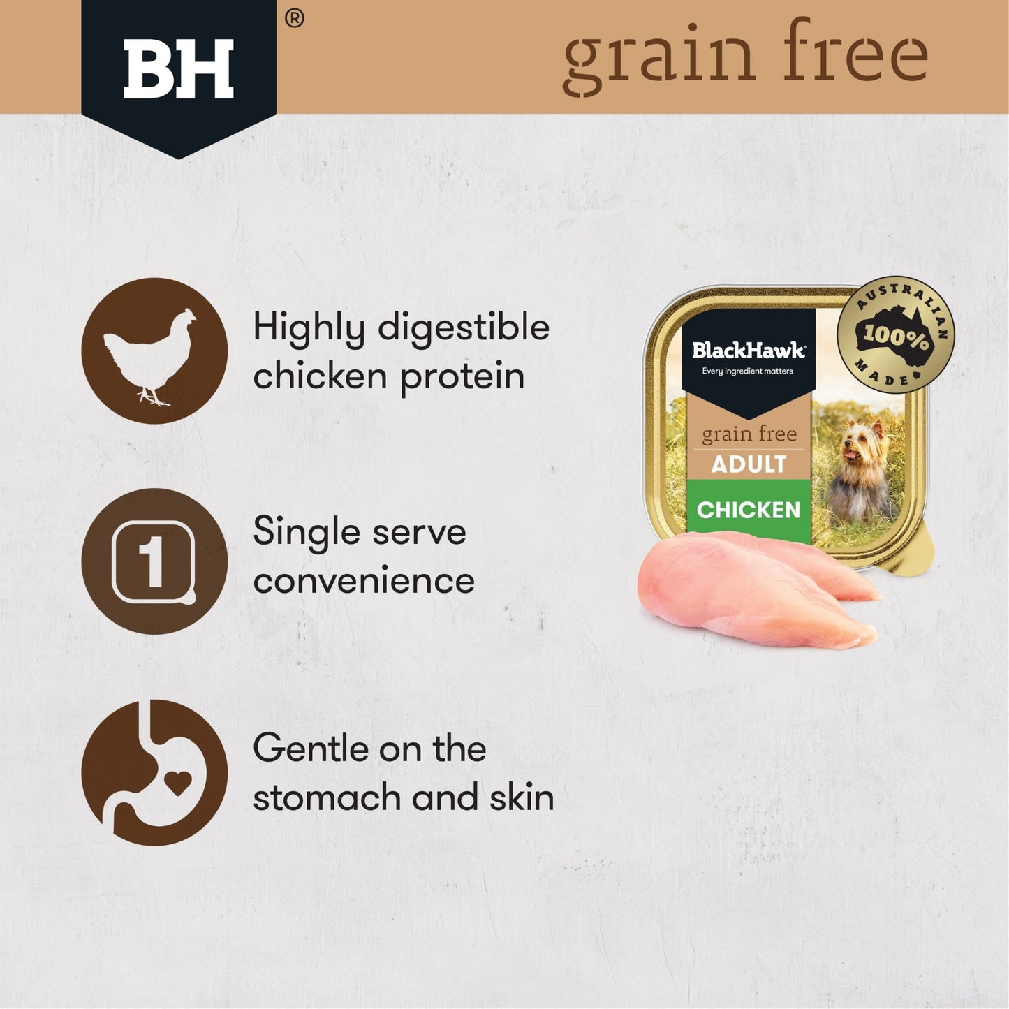 Black Hawk Grain Free Wet Dog Food 100g Chicken - Woonona Petfood & Produce